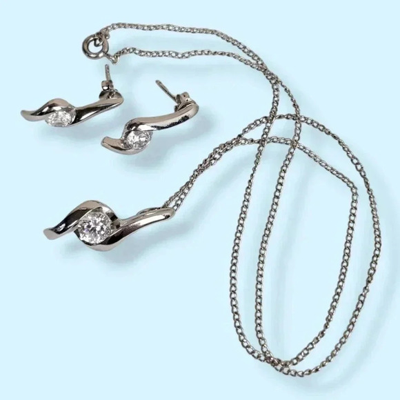 Vintage 925 & CZ Demi Parure - Picture 5 of 11